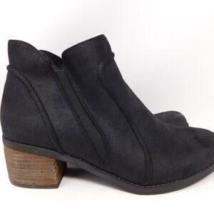 Bella Vita Women's Boots Kenzie Zipper Leather Block Heel Booties Black